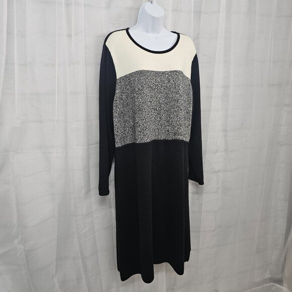Talbots Dress Black Gray Knit Midi Shift Classic Preppy Office Business 3X - Picture 4 of 10
